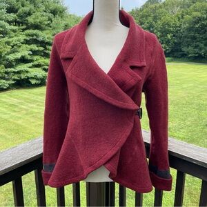 Ryan Roberts blazer jacket coat wool brick red gray luxury medium